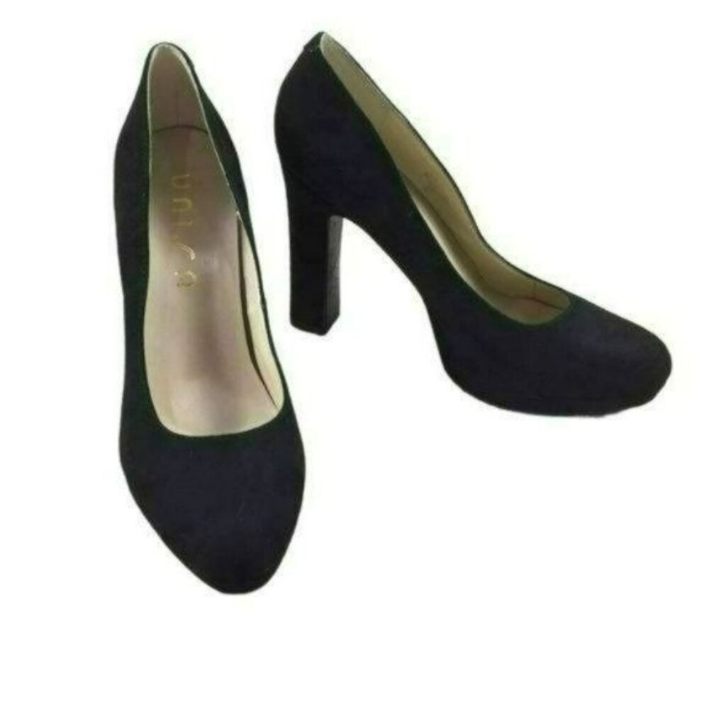 Unisa Size 9.5 Black Suede Leather Platform Chunky Heel Shoes